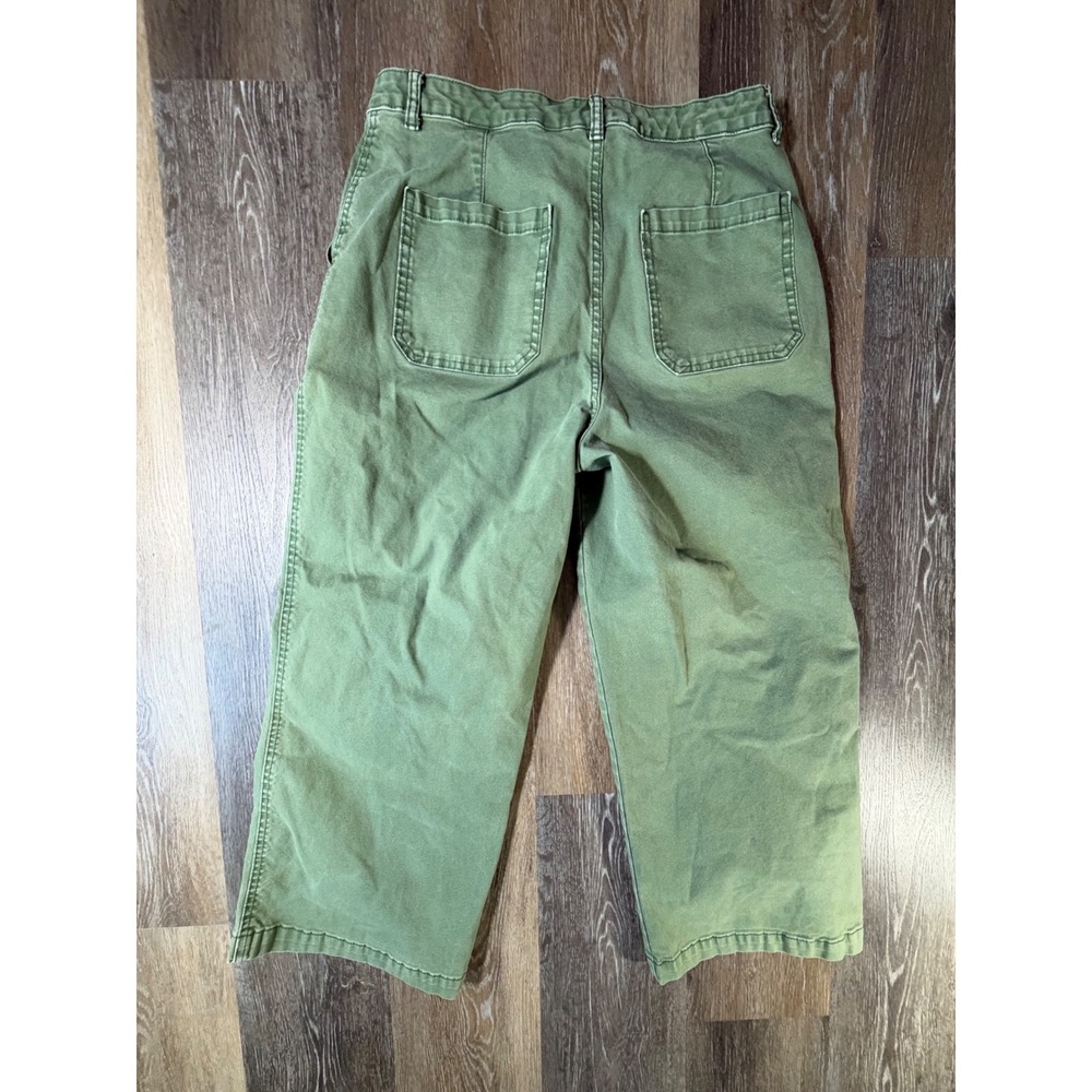 Universal Thread Utility Pants Womens 14/32 Green Wide Leg Cropped High Rise - Picture 7 of 9